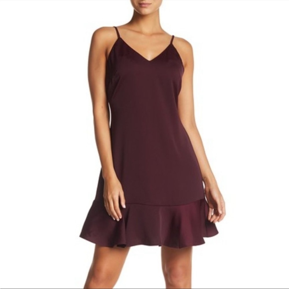 Chelsea28 Burgundy Ruffle Slip Mini
Dress